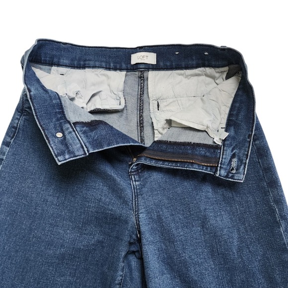 LOFT Outlet Womens High Rise Trouser Jeans Size 4 Medium Wash Wide Leg Stretch - Picture 6 of 15